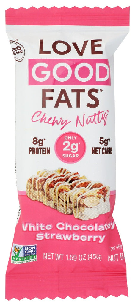 LOVE GOOD FATS: W Choc Strawbery Nut Bar, 1.59 oz