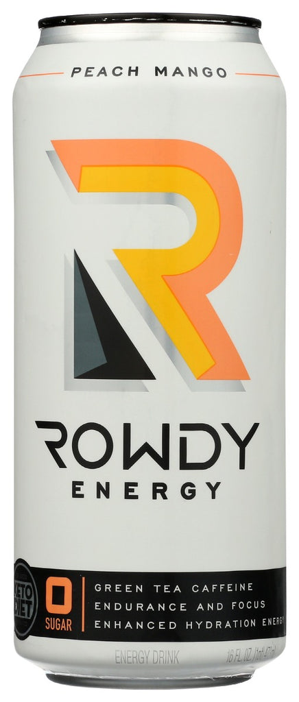 ROWDY ENERGY: Drink Energy Peach Mngo, 16 fo