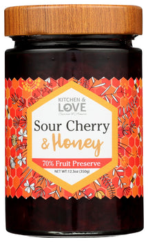 KITCHEN AND LOVE: Preserve Sour Chry Honey, 12.3 oz