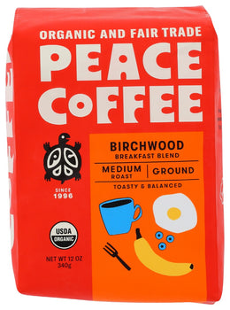 PEACE COFFEE: Coffee Ground Birchwood, 12 oz