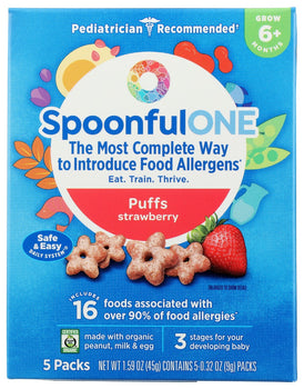 SPOONFUL ONE: Puffs Strawberry Allergen 5Ct, 1.59 oz