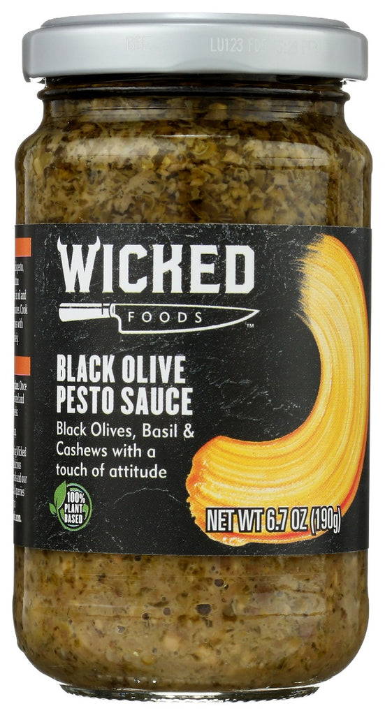 WICKED: Sauce Pesto Black Olive, 6.7 oz