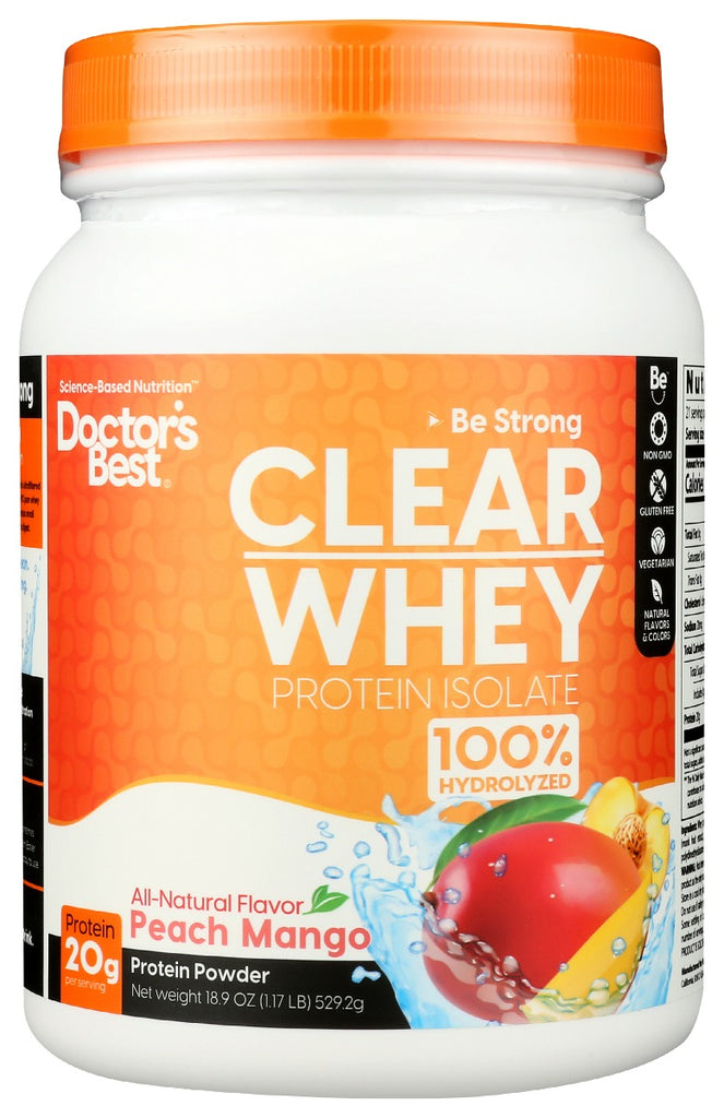 DOCTORS BEST: Clear Whey Protein Isolate Peach Mango, 529.2 gm