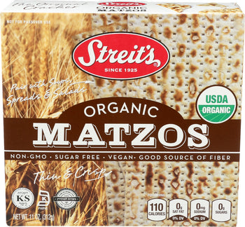 STREITS: Organic Flour and Water Matzo, 11 oz