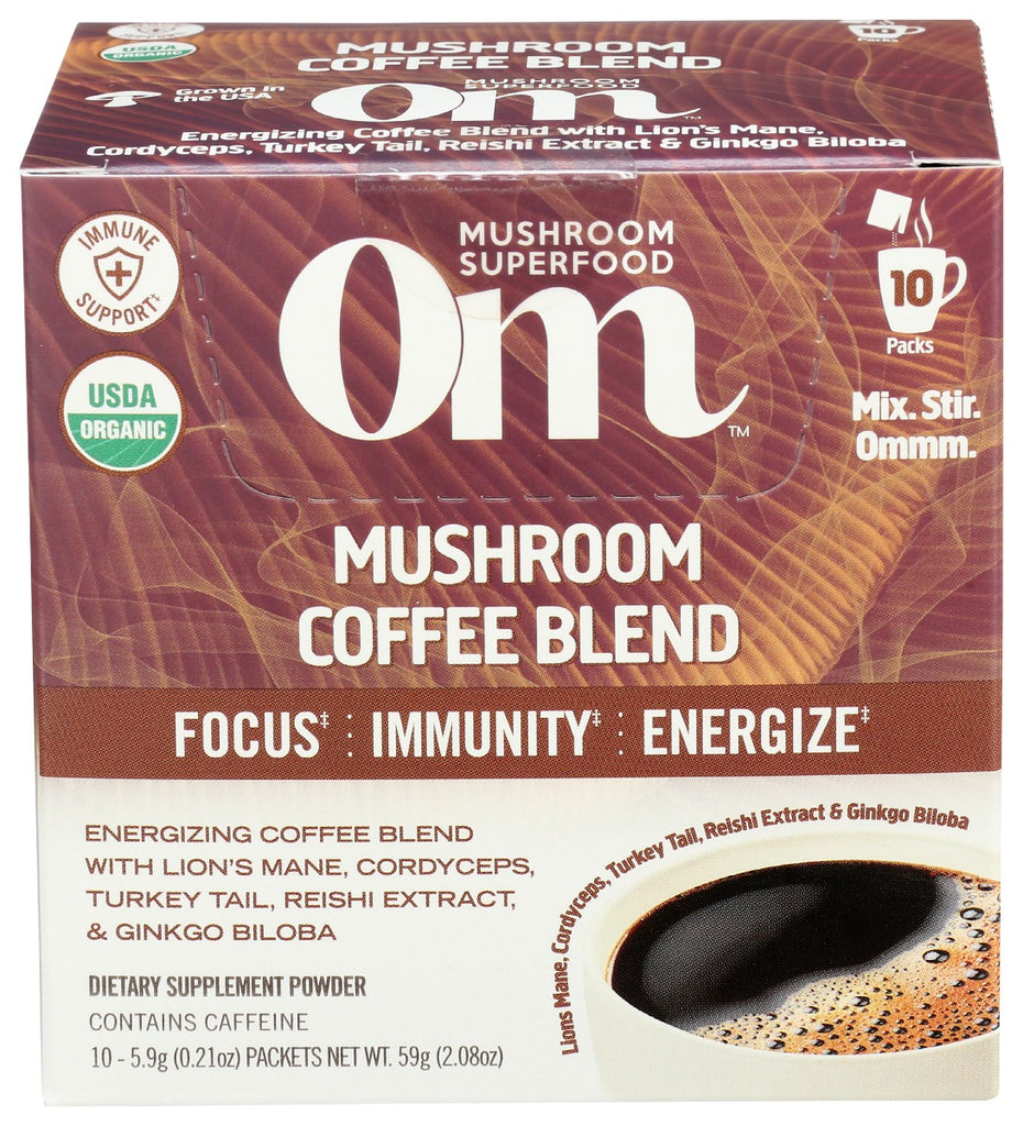 OM MUSHROOMS: Mushroom Coffee Blend 10Packets, 2.82 oz