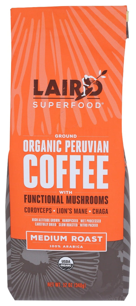 LAIRD SUPERFOOD: Medium Roast Ground Mushroom Coffee, 12 oz