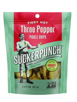 SUCKERPUNCH: Pickle Chips 3 Pepper, 3.4 oz