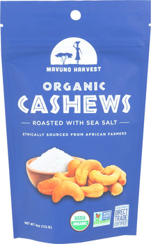 MAVUNO HARVEST: Organic Roasted Cashews Sea Salt, 4 oz