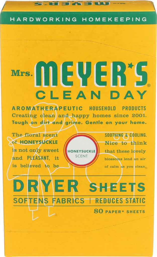 MRS MEYERS CLEAN DAY: Dryer Sheet Honeysuckle, 80 pc