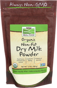 NOW: Organic Non Fat Dry Milk Powder, 12 oz