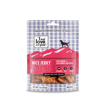 I&LOVE&YOU: Nice Jerky Bites Dog Treats Chicken and Salmon, 4 oz