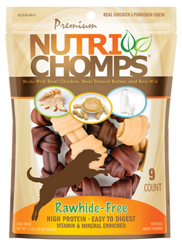 NUTRI CHOMPS: Bone Dog Assorted Knot, 9 ea