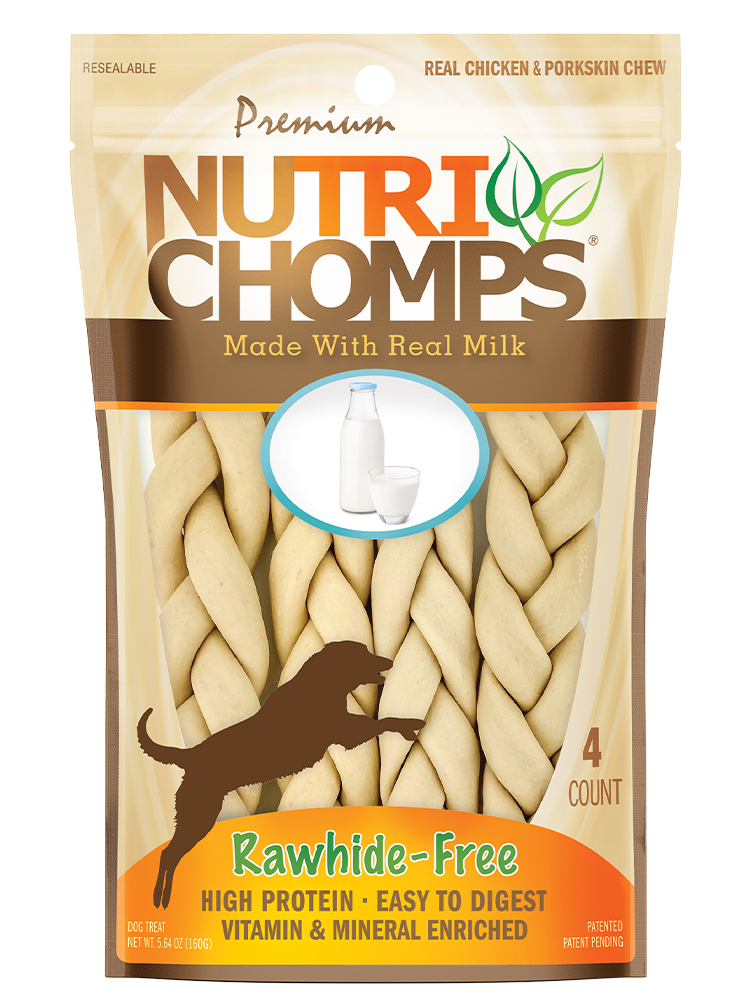 NUTRI CHOMPS: Braid Milk 6In, 4 ea