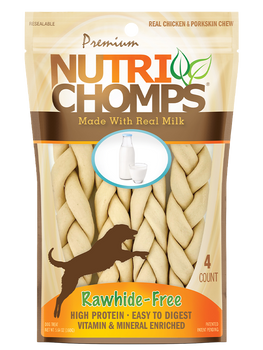 NUTRI CHOMPS: Braid Milk 6In, 4 ea