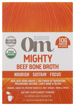 OM MUSHROOMS: Beef Bone Broth Organic Mushroom Mighty Broth, 5.29 oz