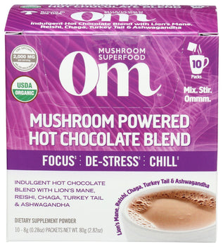 OM MUSHROOMS: Mushroom Hot Chocolate Blend 10 Packets, 2.82 oz