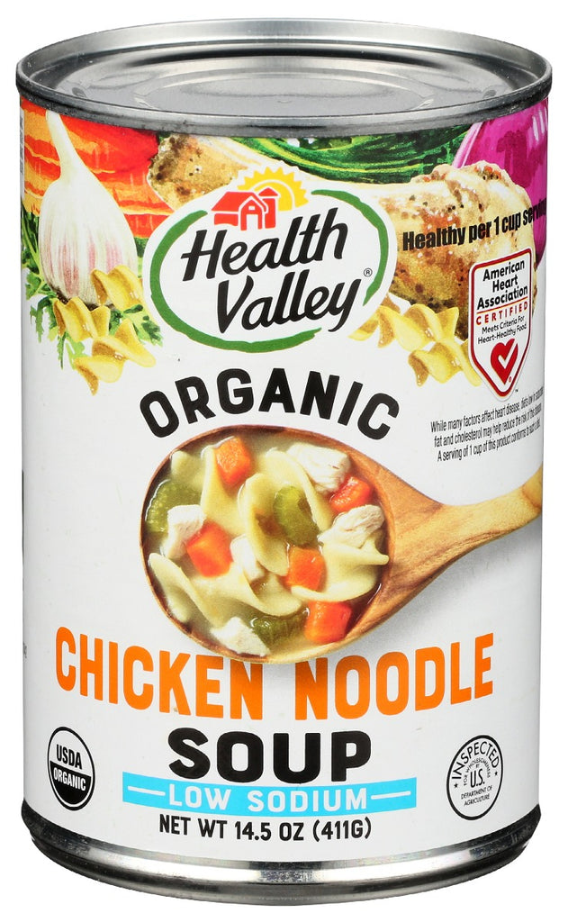 HEALTH VALLEY: Organic Chicken Noodle Soup Low Sodium, 15 oz