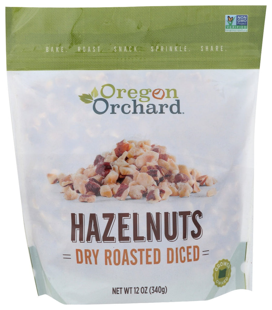 OREGON ORCHARD: Hazelnuts Dry Roasted Diced, 12 oz