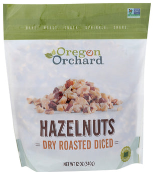 OREGON ORCHARD: Hazelnuts Dry Roasted Diced, 12 oz