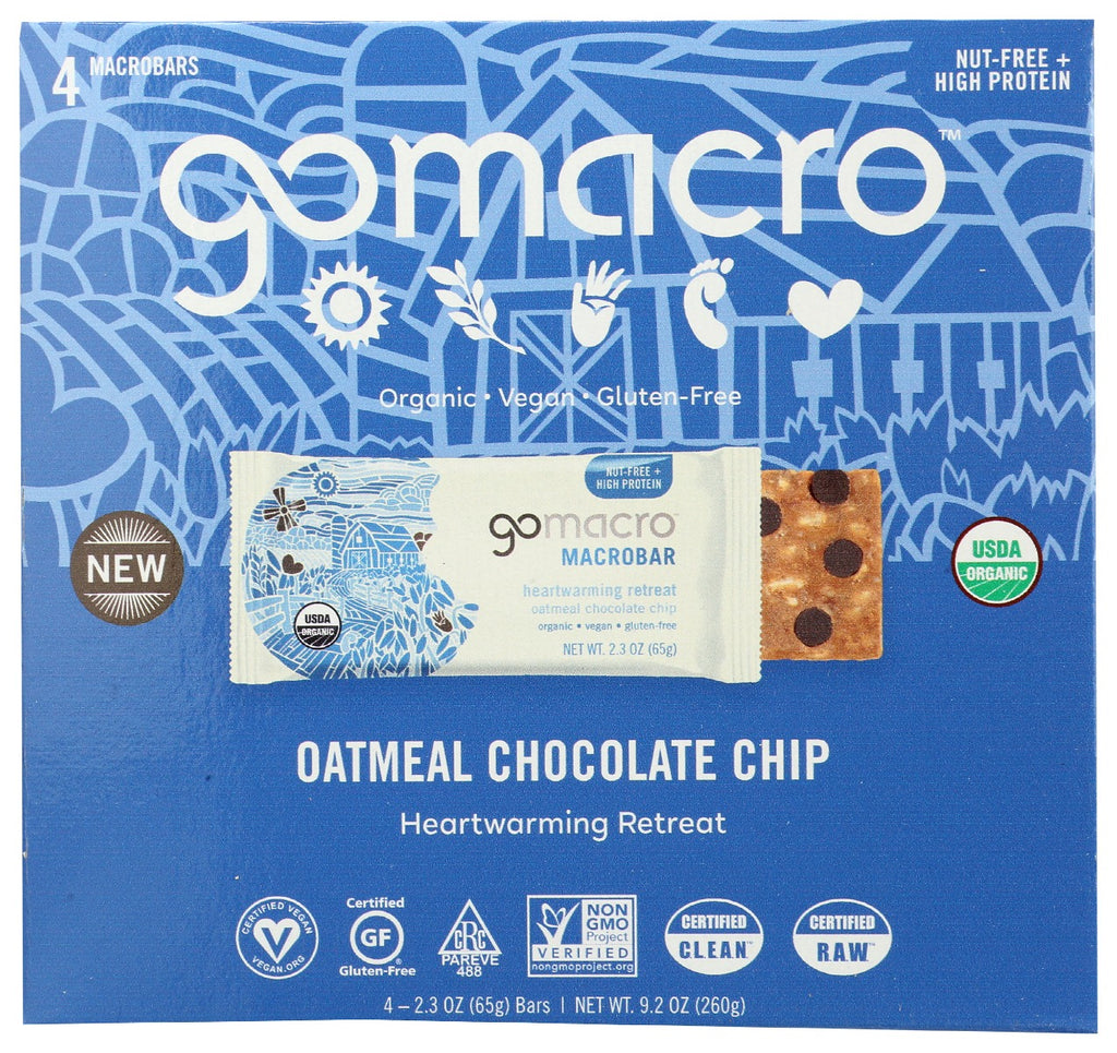 GOMACRO: Bar Oatmeal Choc Chip 4Ct, 9.2 oz