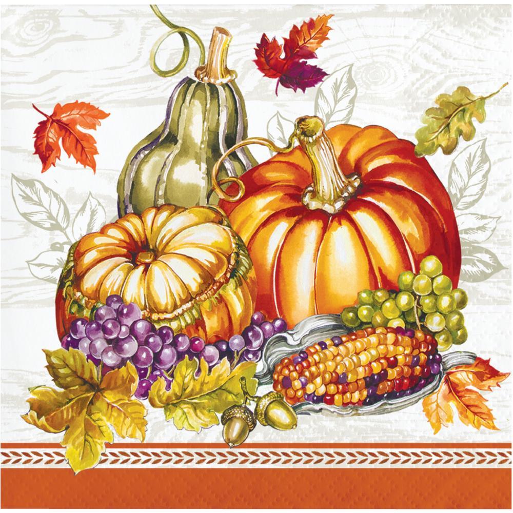 CREATIVE CONVERTING: Cornucopia Beverage Napkin, 16 ea