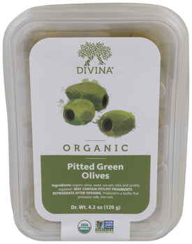 DIVINA: Organic Green Olives Pitted, 4.2 oz