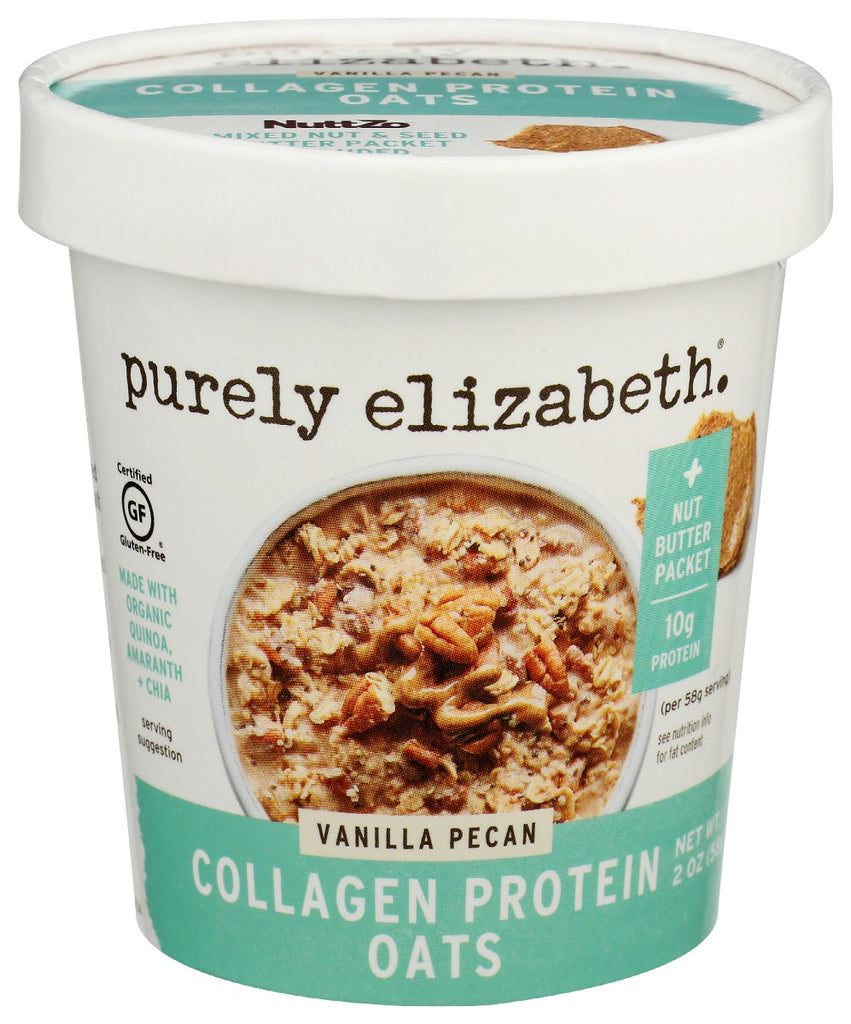 PURELY ELIZABETH: Vanilla Pecan Collagen Protein Oats Cup, 2 oz