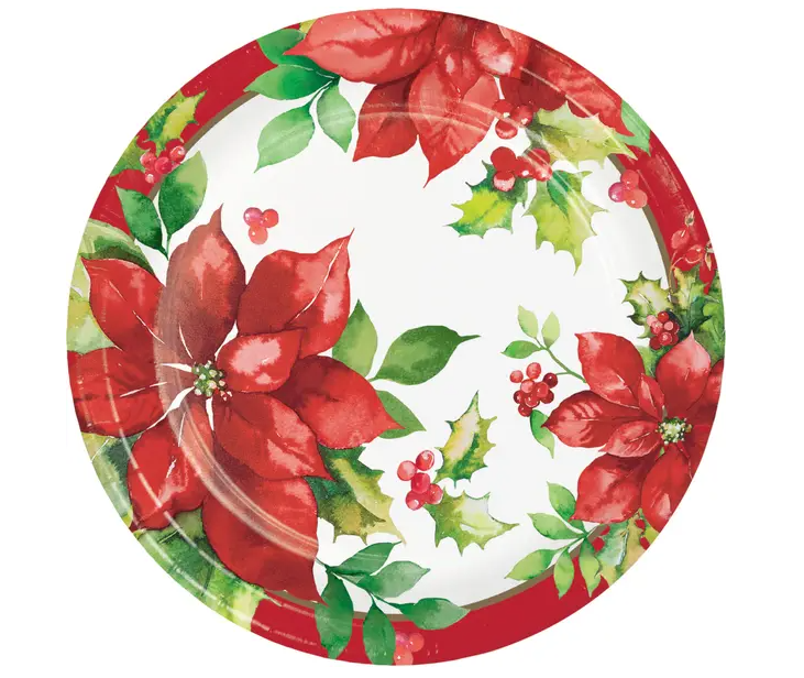 CREATIVE CONVERTING: Poinsettia Dinner Plate, 8 ea