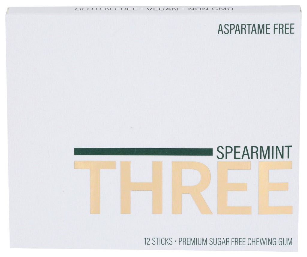 PUR: Three Spearmint Gum, 12 pc