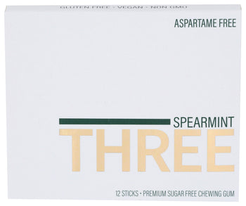 PUR: Three Spearmint Gum, 12 pc