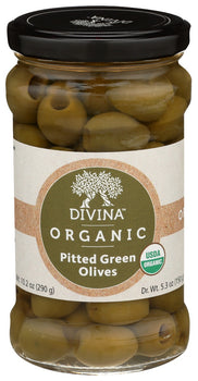 DIVINA: Organic Green Olives Pitted, 5.3 oz