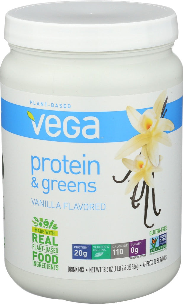 VEGA: Protein and Greens Plant Based Protein Powder Vanilla, 18.6 oz