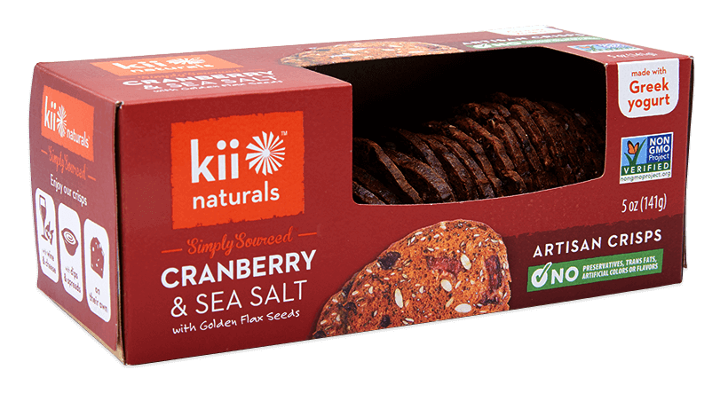 KII NATURALS: Cranberry & Sea Salt with Golden Flax Seeds Crisps, 5 oz