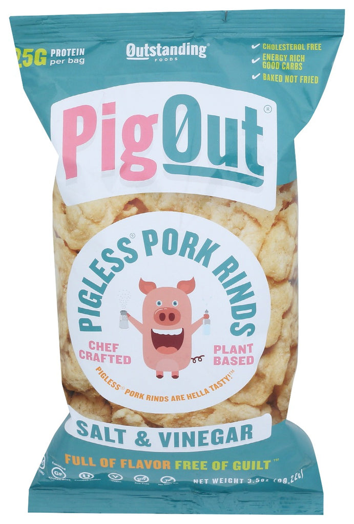 PIGOUT: Pigless Pork Rinds Salt & Vinegar, 3.5 oz