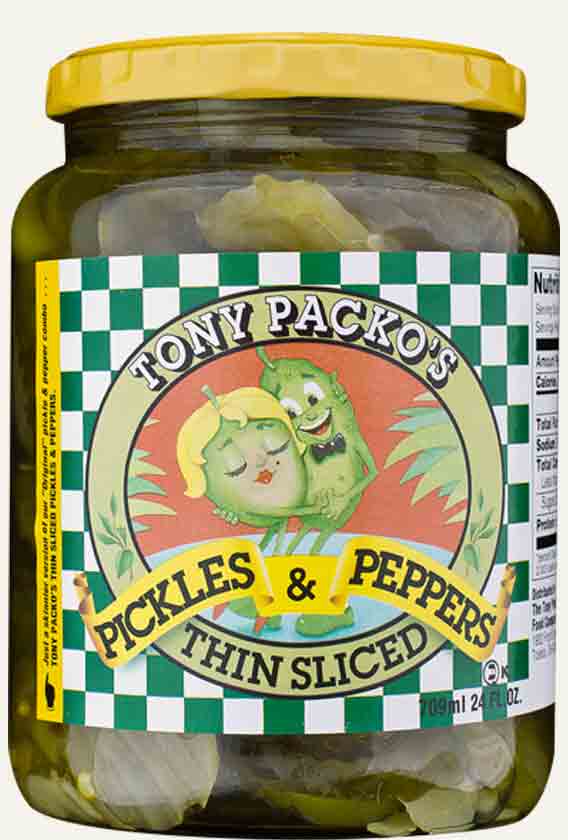 TONY PACKOS: Packo Thin Slcd Pickles & Pep, 24 oz