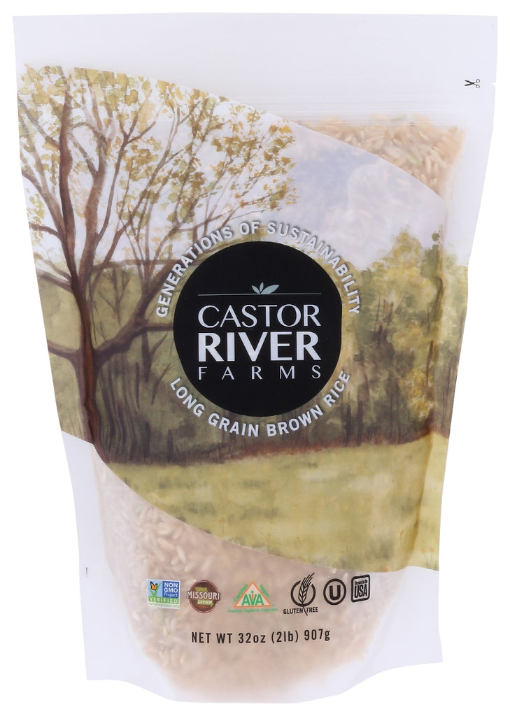 CASTOR RIVER FARMS: Long Grain Brown Rice, 32 oz