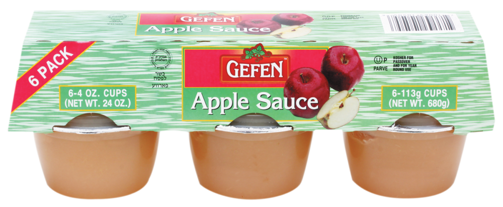 GEFEN: Regular Apple Sauce Cups 6Pack, 24 oz