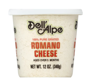 DELL ALPE: Grated Romano Cheese, 12 oz