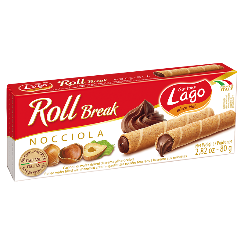 GASTONE LAGO: Hazelnut Cream Rolled Wafers, 2.82 oz