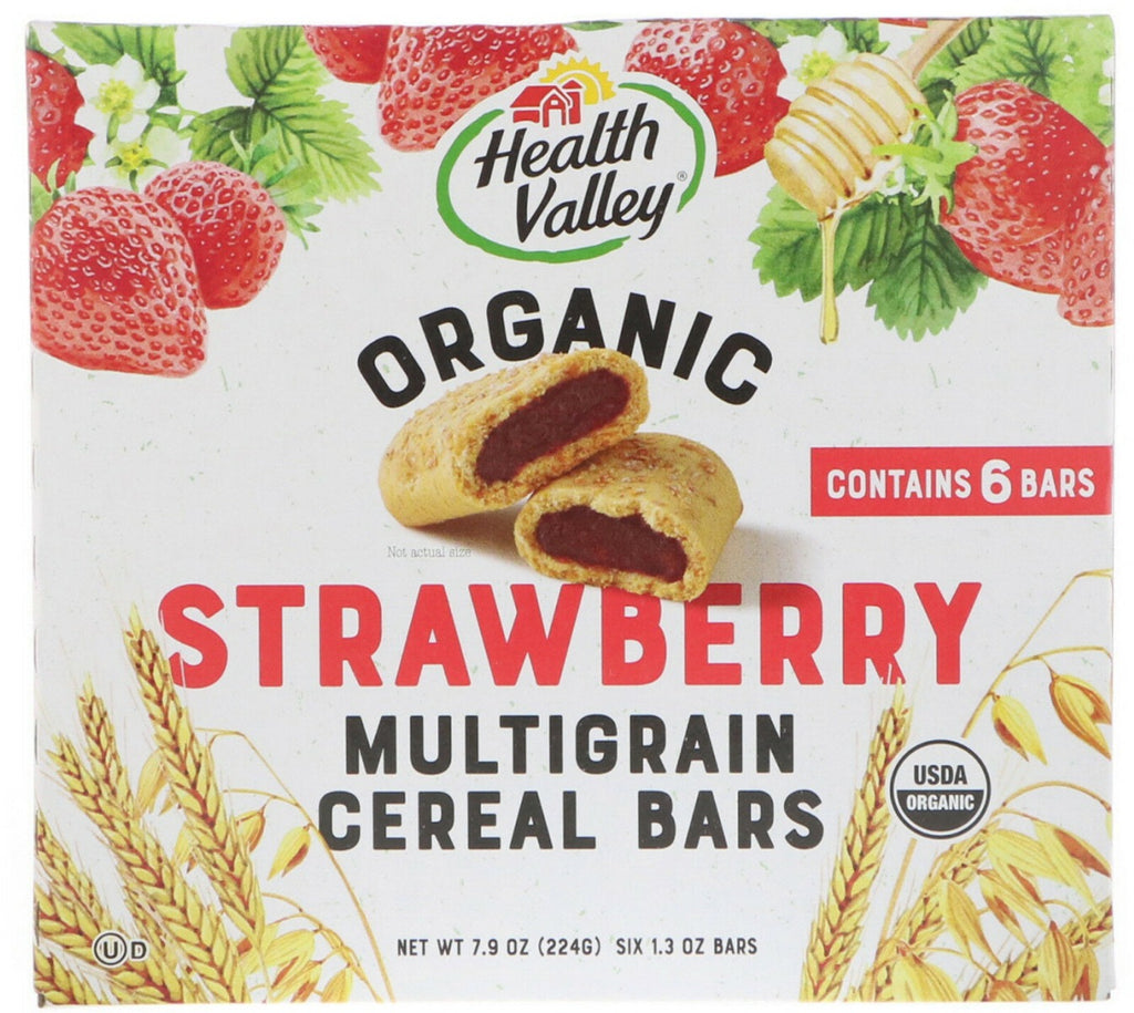 HEALTH VALLEY: Organic Multigrain Cereal Bar Strawberry, 7.9 oz