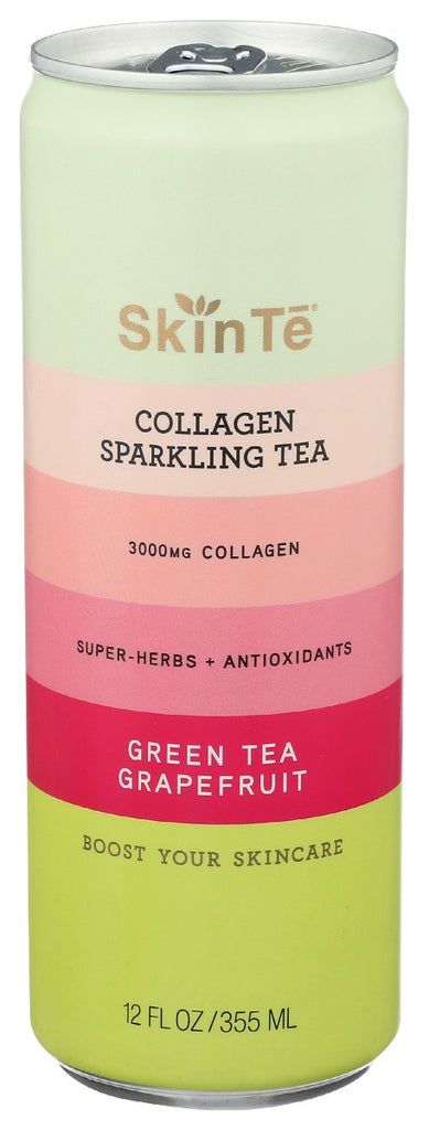 SKINTE: Collagen Sparkling Tea Green Tea Grapefruit, 12 fo