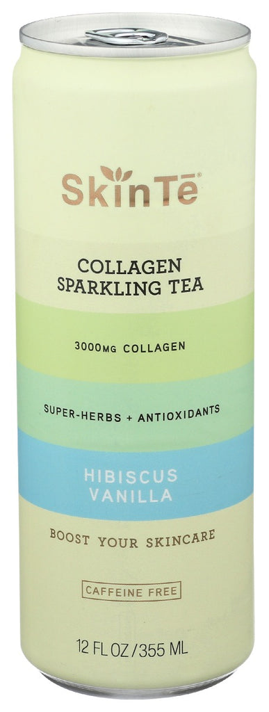 SKINTE: Collagen Sparkling Tea Hibiscus Vanilla, 12 fo