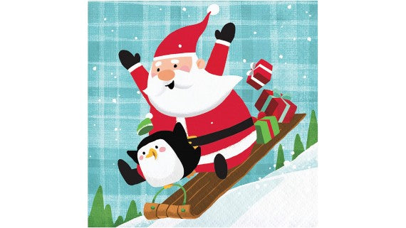 CREATIVE CONVERTING: Santa Penguin Beverage Napkin, 16 ea