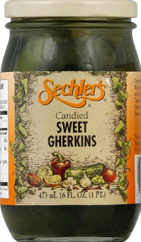 SECHLERS: Candied Sweet Gherkins Pickles, 16 oz