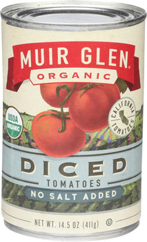 MUIR GLEN: Diced Tomatoes No Salt Added, 14.5 oz