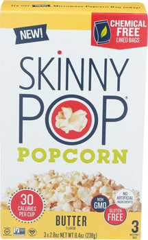 SKINNY POP: Butter Microwave Popcorn, 8.4 oz