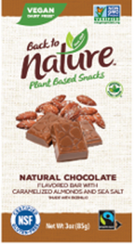 BACK TO NATURE: Natural Chocolate Bar Flavored With Caramelized Almonds and Sea Salt, 3 oz