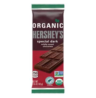 HERSHEY: Special Dark Organic Chocolate Candy Bar, 1.55 oz