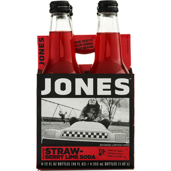 JONES: Strawberry Lime Cane Sugar Soda 4Pack, 48 fo