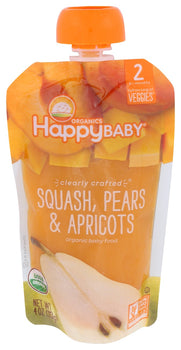 HAPPY BABY: Squash, Pears and Apricots Pouch, 4 oz